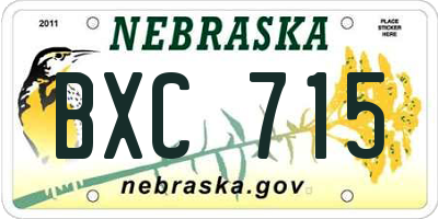 NE license plate BXC715