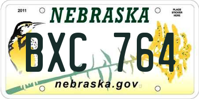 NE license plate BXC764