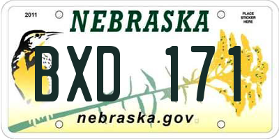 NE license plate BXD171