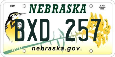 NE license plate BXD257