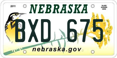 NE license plate BXD675