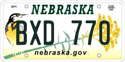 NE license plate BXD770
