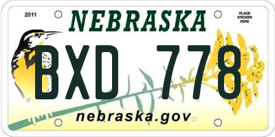 NE license plate BXD778