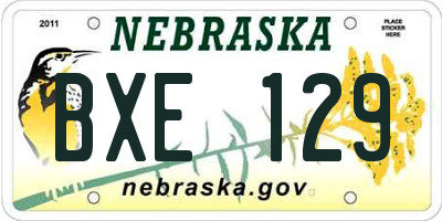 NE license plate BXE129