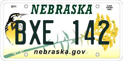 NE license plate BXE142