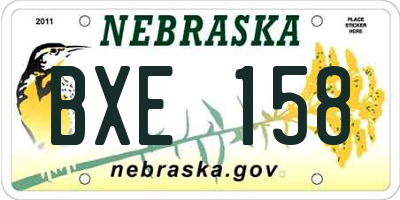 NE license plate BXE158
