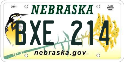 NE license plate BXE214