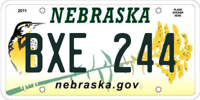 NE license plate BXE244