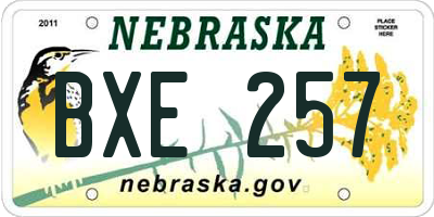 NE license plate BXE257