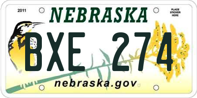 NE license plate BXE274