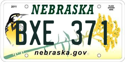 NE license plate BXE371