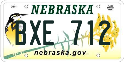 NE license plate BXE712