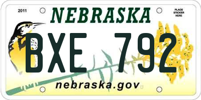 NE license plate BXE792