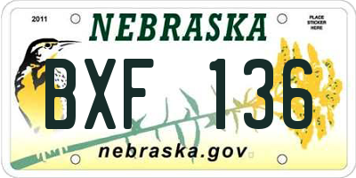 NE license plate BXF136