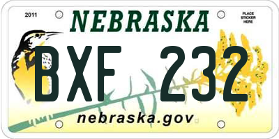 NE license plate BXF232