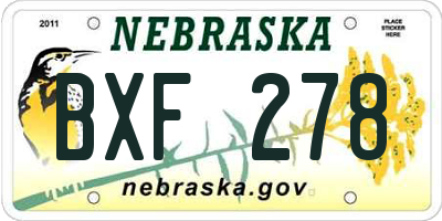 NE license plate BXF278