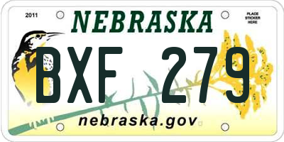 NE license plate BXF279