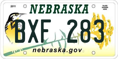 NE license plate BXF283