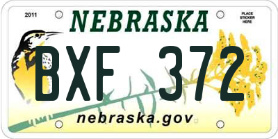 NE license plate BXF372