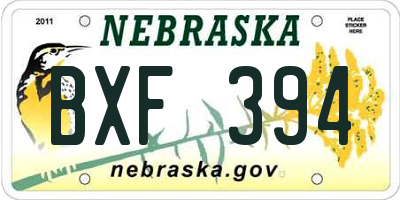 NE license plate BXF394