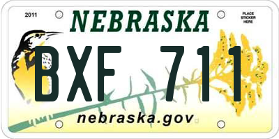 NE license plate BXF711