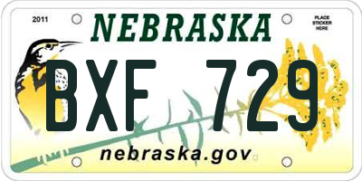 NE license plate BXF729