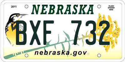 NE license plate BXF732