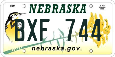 NE license plate BXF744