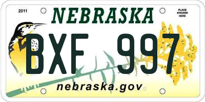 NE license plate BXF997