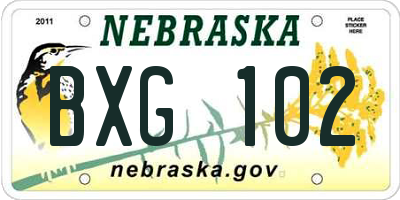 NE license plate BXG102