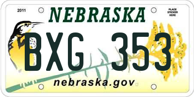 NE license plate BXG353