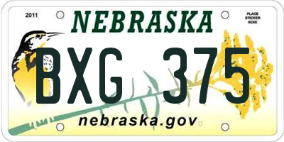 NE license plate BXG375
