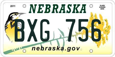 NE license plate BXG756