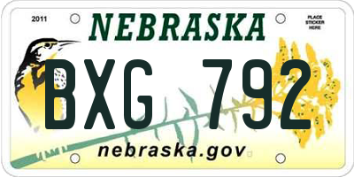 NE license plate BXG792
