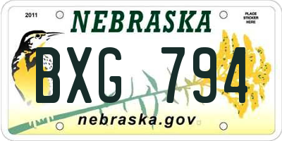NE license plate BXG794