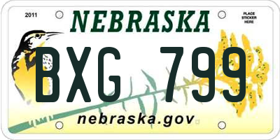 NE license plate BXG799