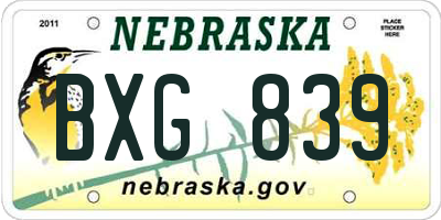 NE license plate BXG839
