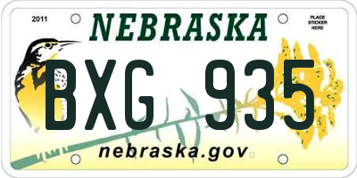 NE license plate BXG935