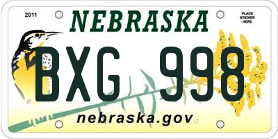 NE license plate BXG998