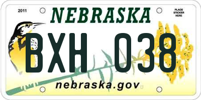 NE license plate BXH038