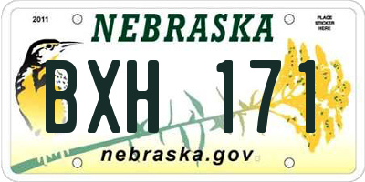 NE license plate BXH171