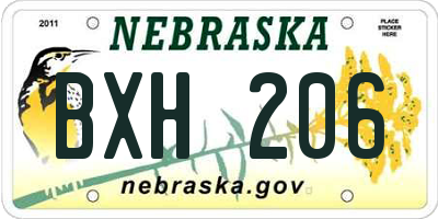 NE license plate BXH206