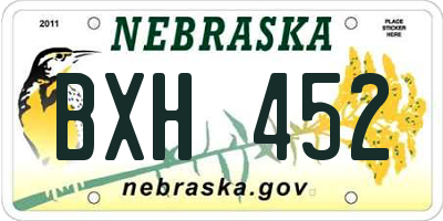 NE license plate BXH452