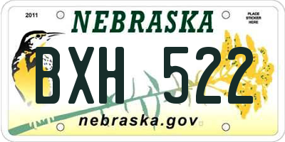 NE license plate BXH522
