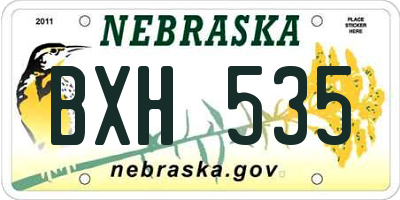 NE license plate BXH535