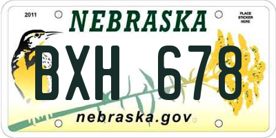 NE license plate BXH678