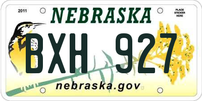 NE license plate BXH927