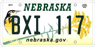 NE license plate BXI117