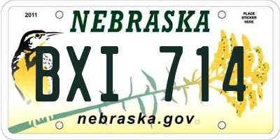 NE license plate BXI714