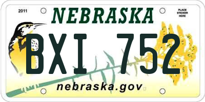 NE license plate BXI752